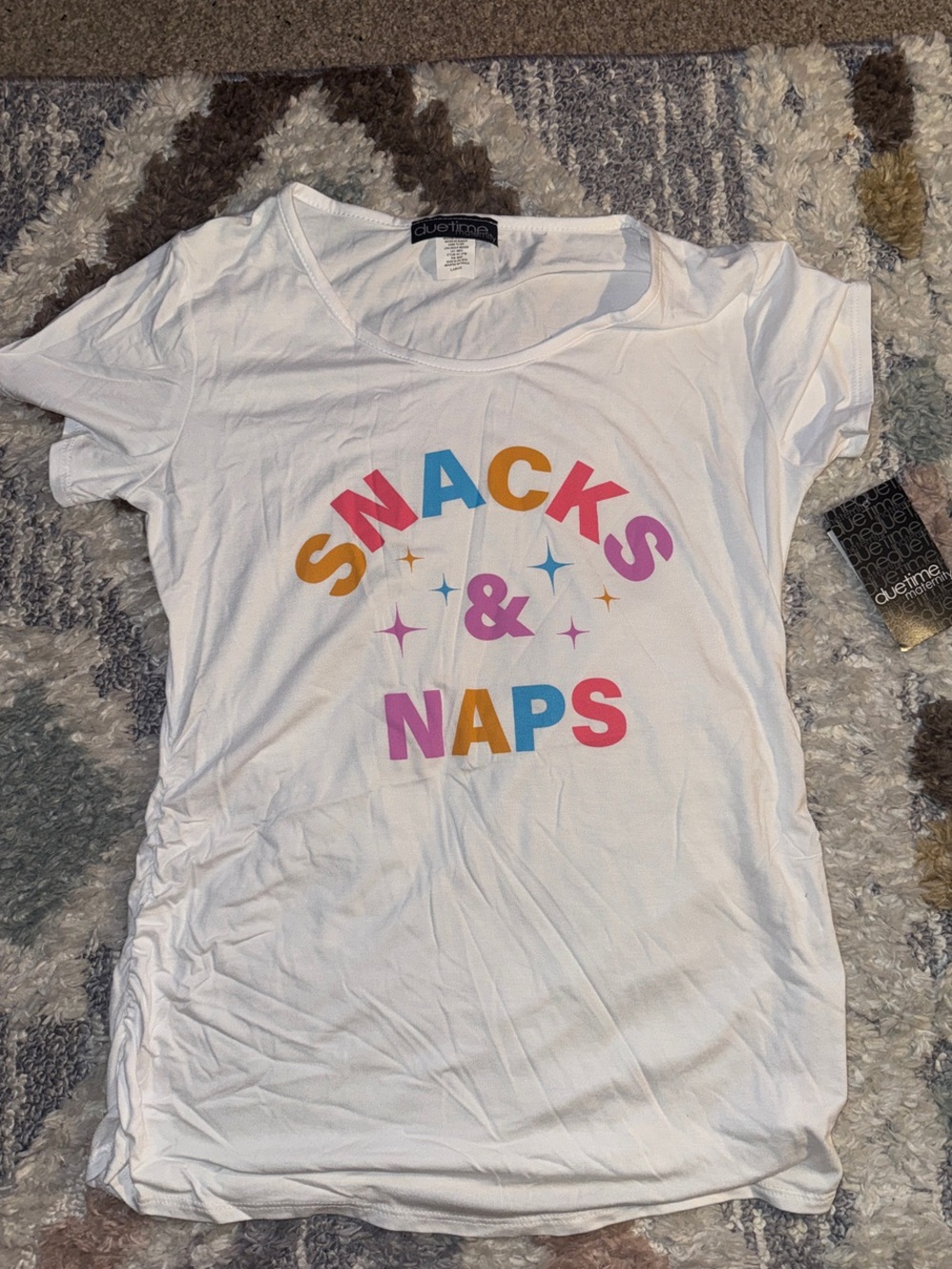 Due Time Snacks & Naps' White Graphic Tee